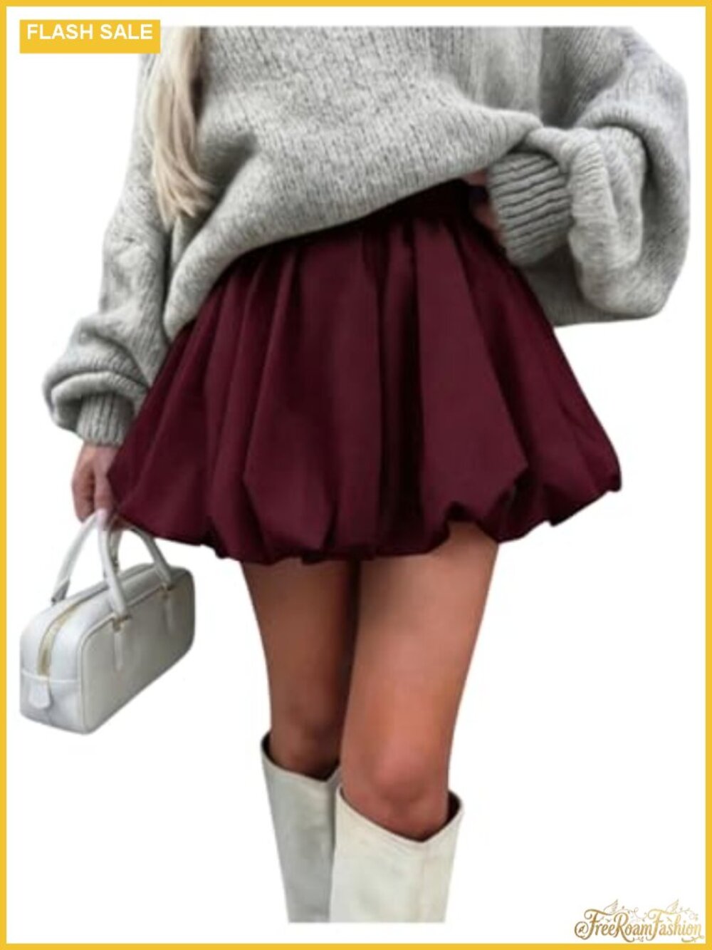 Women's Y2K Bubble Mini Skirt Elastic Waist Pleated Hem Puffy Going Out